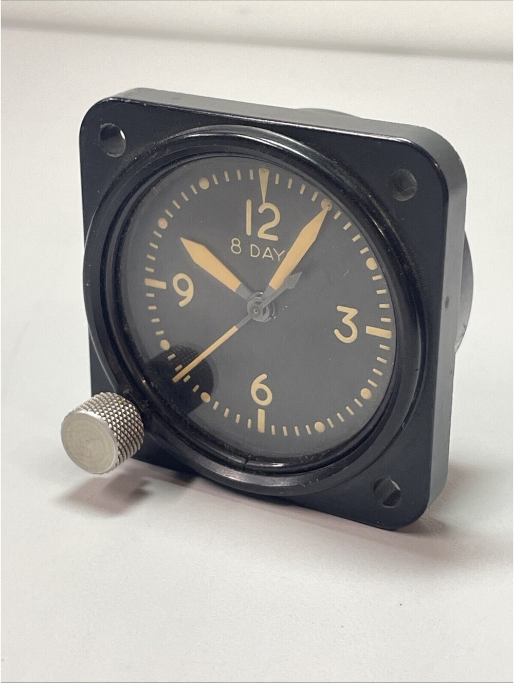 Elgin 8 Days Aircraft Clock 1 7/8 Inch Dial AN 5743L2 689 Vintage WWII Army Rare
